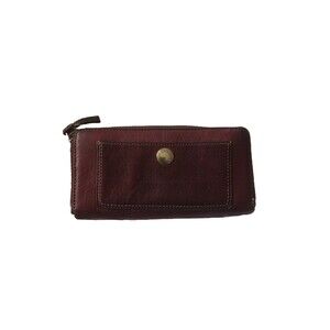 COACH  Zip Around Accordion Pebble Leather Wallet Purple /Burgundy￼